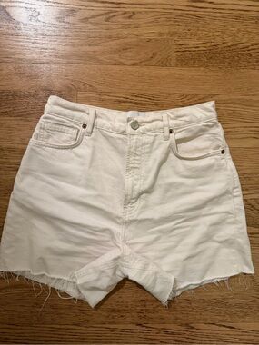 Reformation White High-Rise Denim Cutoff Shorts